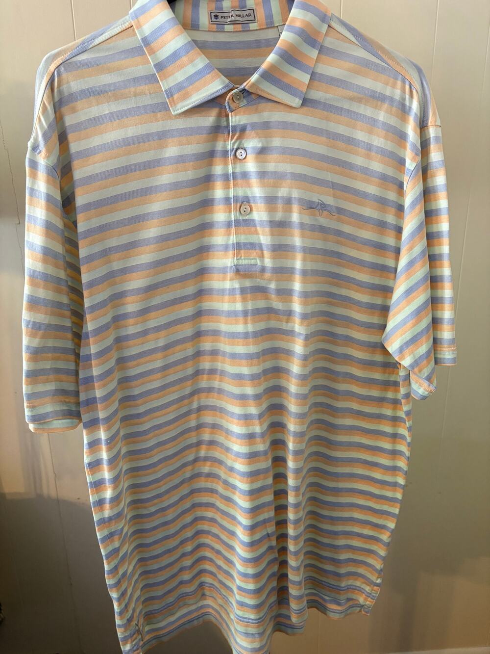 Peter Millar Striped Golf Polo Shirt Sz Large